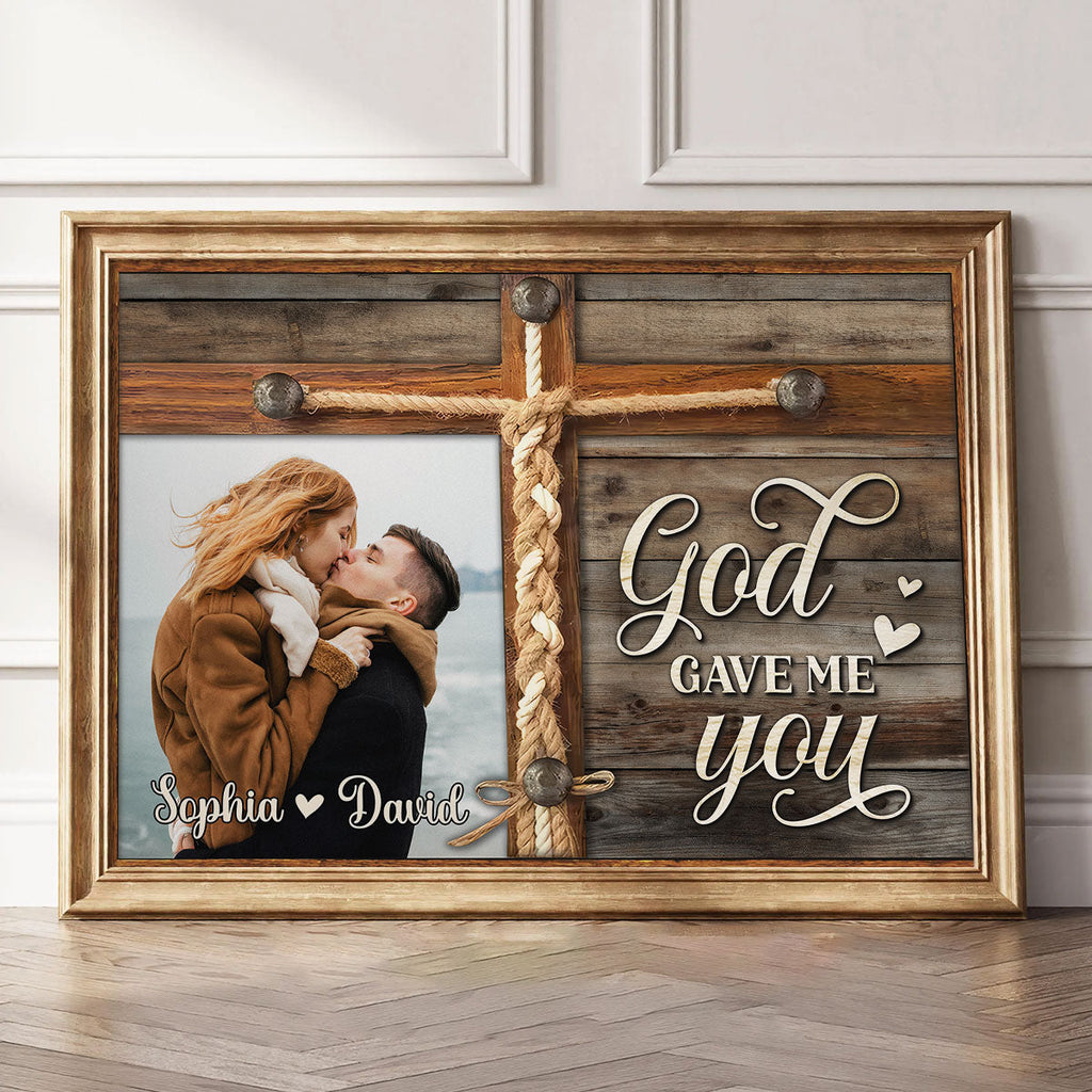 God Gave Me You Couple Custom Photo Personalized Poster, Valentine's Day, Anniversary Gift For Him or Her