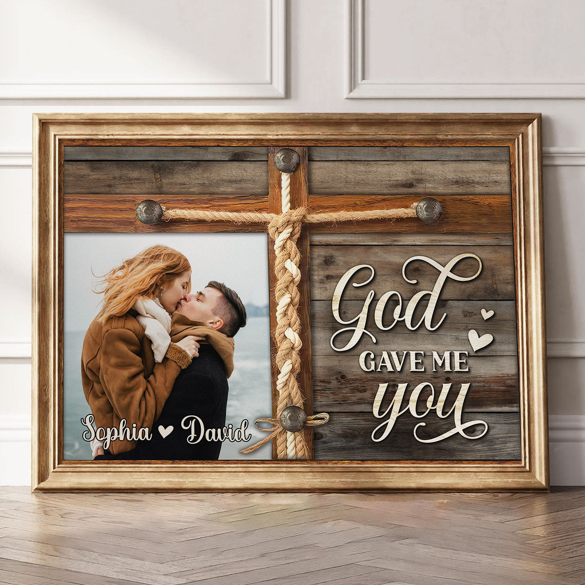 God Gave Me You Couple Custom Photo Personalized Poster, Valentine's Day, Anniversary Gift For Him or Her
