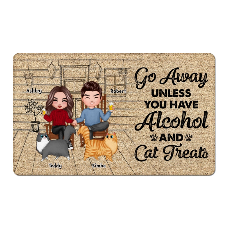 Go Away Funny Cat Lovers Personalized Doormat