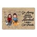 Go Away Funny Cat Lovers Personalized Doormat