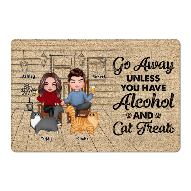 Go Away Funny Cat Lovers Personalized Doormat