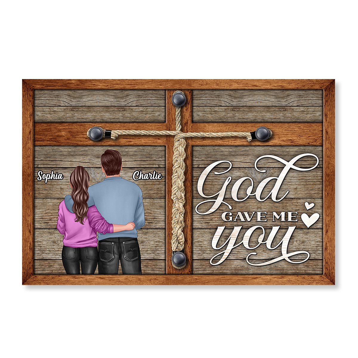 God Gave Me You Standing Back View Couple Personalized Poster