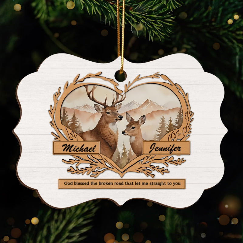 God Gave Me You Deer Love Personalized Wooden Ornament, Heartfelt Christmas Gift For Girlfriend Boyfriend Husband Wife, Gift For The Couple
